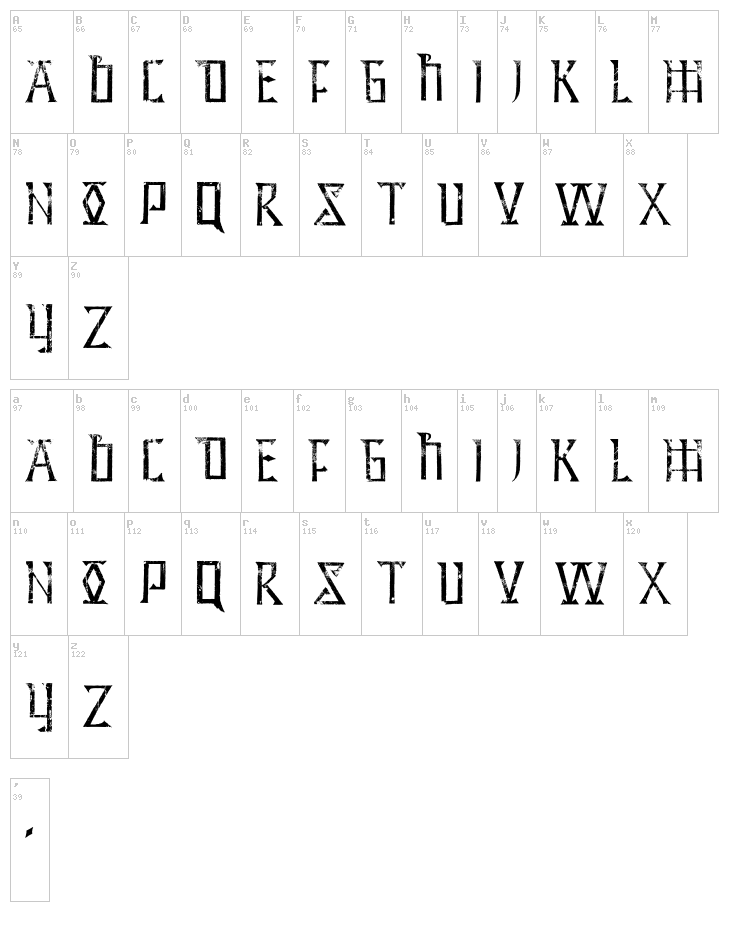 Hidden Archives font map